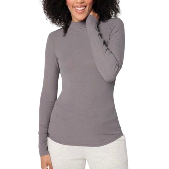 SOLD 💕Barefoot Dreams Malibu Collection Ultra Soft Rib Mock Neck Top Size S - Picture 1 of 11